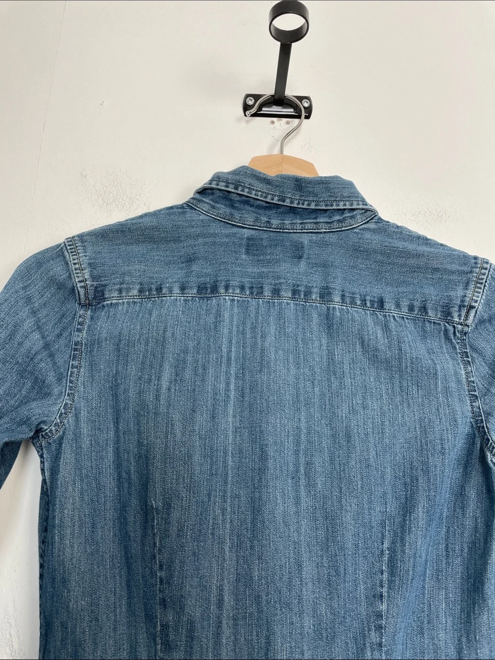 Ralph Lauren Girls' 12 Long Sleeve 2 Pocket Button Down Front Denim Flare Dress
